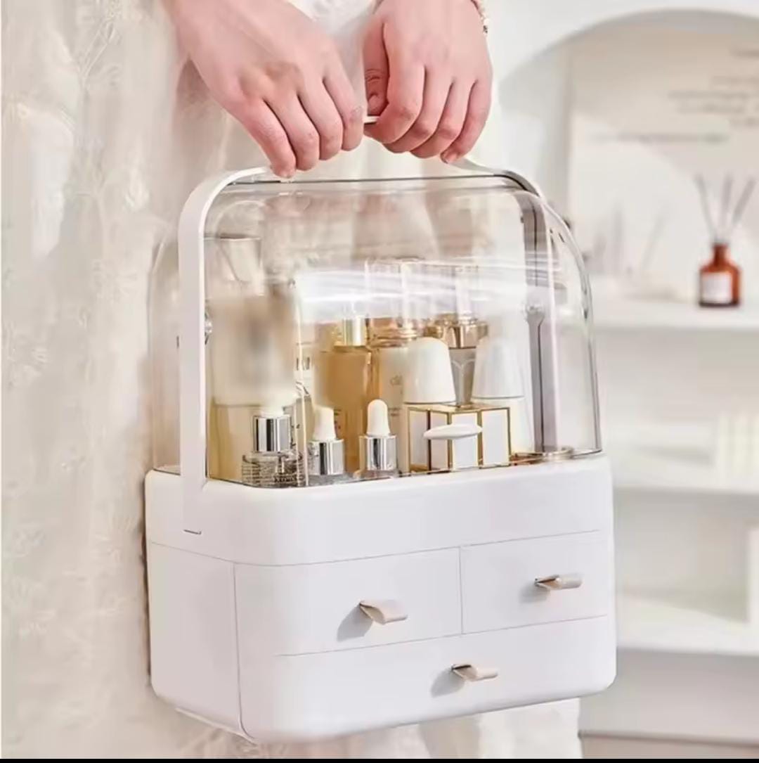 Acrylic Double Door Cosmetic Organizer with Drawers