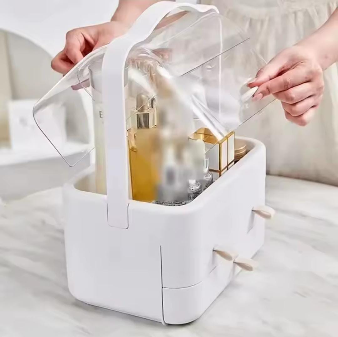 Acrylic Double Door Cosmetic Organizer with Drawers