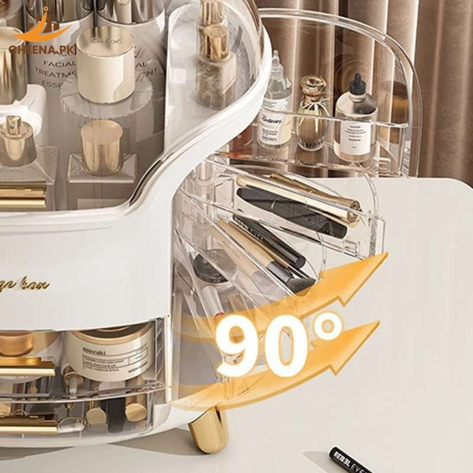 Elegant Multi-Layer Cosmetic Storage Organizer with Lid & Drawers – Makeup & Skincare Holder | cheena.pk