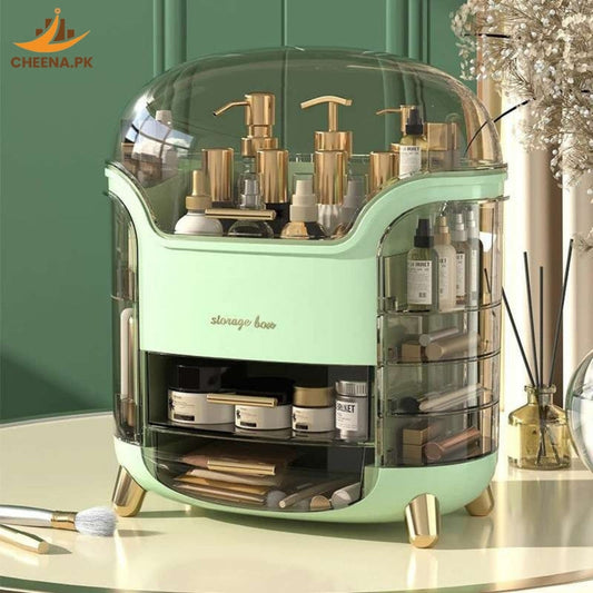 Elegant Multi-Layer Cosmetic Storage Organizer with Lid & Drawers – Makeup & Skincare Holder | cheena.pk