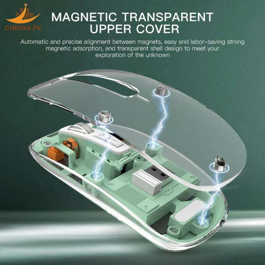 Transparent Wireless + Bluetooth Dual-Mode Rechargeable Mouse
