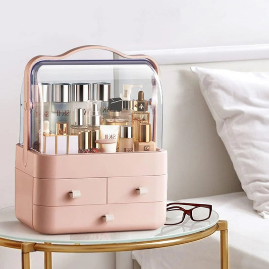 Acrylic Double Door Cosmetic Organizer with Drawers