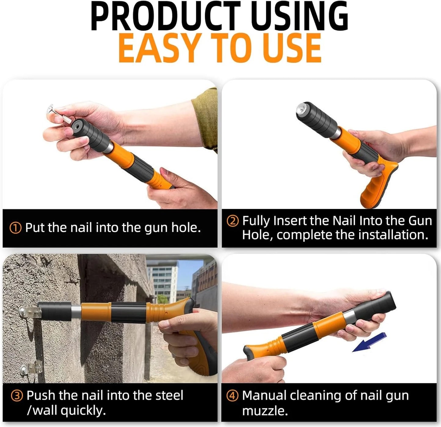 Concrete Nail Machine Kit with Free Nails,5 Speed Adjustable Manual Steel Nailer