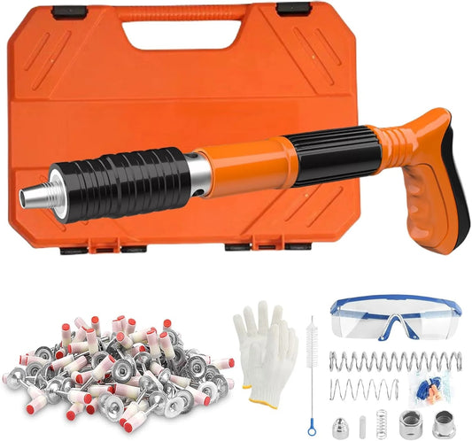 Concrete Nail Machine Kit with Free Nails,5 Speed Adjustable Manual Steel Nailer