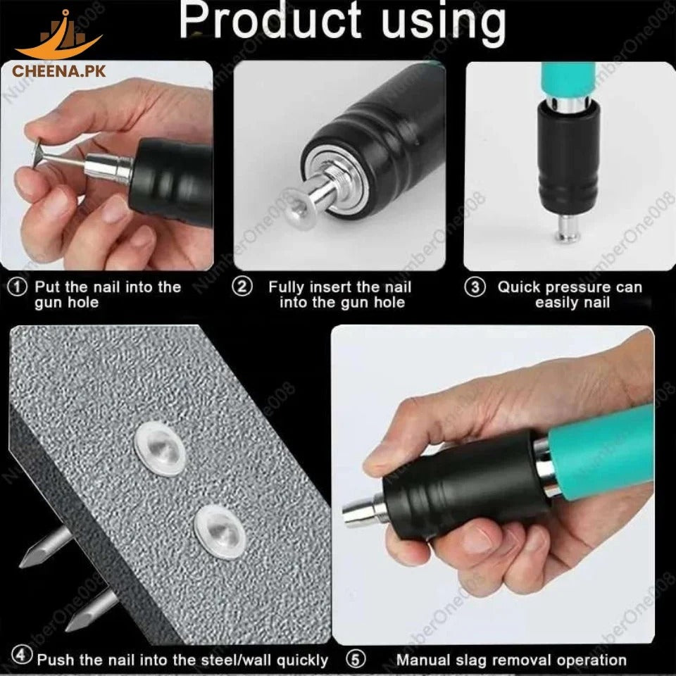 Concrete Nail Machine Kit with Free Nails,5 Speed Adjustable Manual Steel Nailer