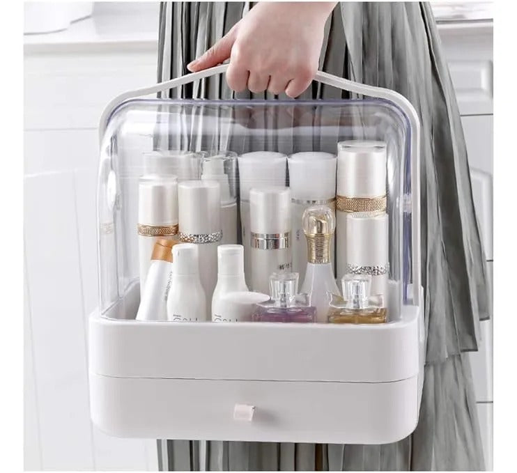 Acrylic Double Door Cosmetic Organizer with Drawers