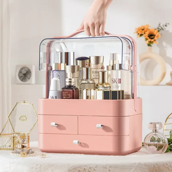 Acrylic Double Door Cosmetic Organizer with Drawers